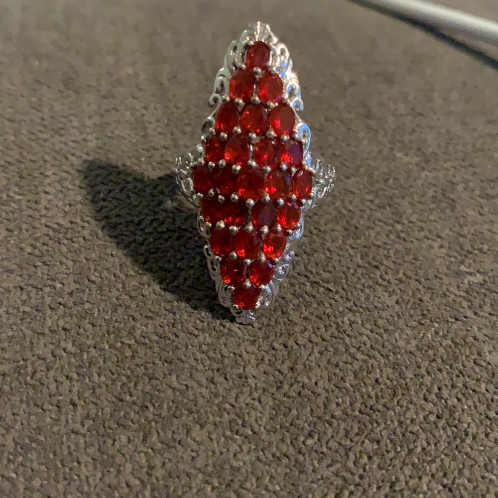 Garnet silver ring